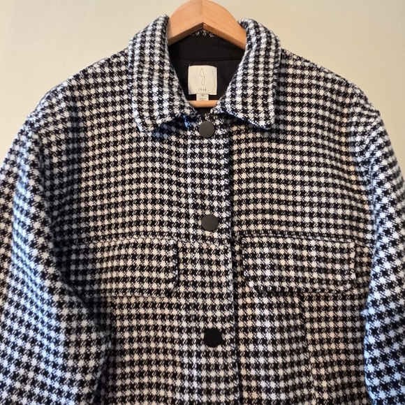 Joie Houndstooth Button Down Women's Boho Casual Shacket Black White Size 1X - Picture 7 of 16